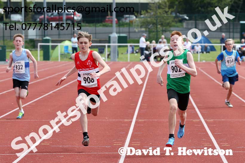 Boys under-13s 200 metres, 2019 North Eastern Track and Field Champs., Middlesbrough. Photo:  David T. Hewitson/Sports for All Pics